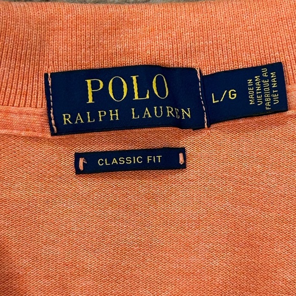 Polo Ralph Lauren Men’s Large Classic Fit Short Sleeve Orange Green Pony. - Picture 3 of 8